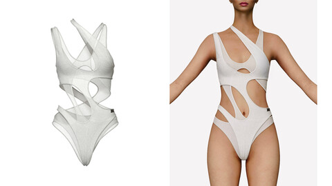 Cutout Bodysuit - 3D Fashion Model (CLO3D)