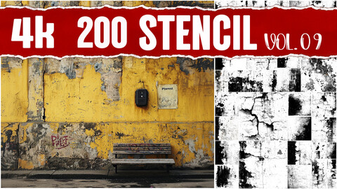 200 Stencil VOL.09 | 4k PNG Imperfection Maps