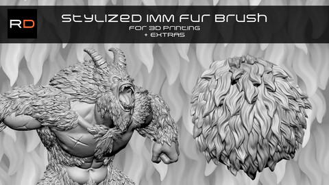 Stylized Insert Fur Brush for 3D Printing Miniatures + Extra Fur Pack