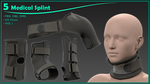 5 medical splint/ zprj+obj+fbx/ clo3d, marvelous designer/pant/ vol1