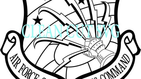 Air Force Communications Command patch vector file Black white vector outline or line art file for cnc laser cutting, wood, metal engraving, Cricut file, cnc router file, vinyl cutting, digital cutting machine file