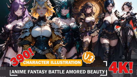 390 Anime Fantasy Battle Armored Beauties Diverse Outfits Intricate Designs and Reference Art V2 4K