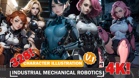 328 Industrial Mechanical Robotics Diverse Outfit Character Design Reference Art V1 4K