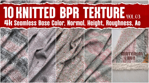 Knitted Fabric VOL.03|4K Seamless PNG PBR Textures