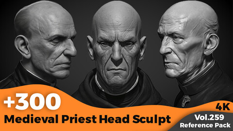 +300 Medieval Priest Head Sculpt(4k)