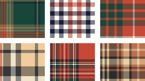 Colorful Tartan Plaid Seamless Patterns, EPS Vector File