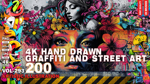 200 4K  HAND DRAWN GRAFFITI AND STREET ART - ARTISTIC ILLUSTRATION - HIGH END QUALITY - (JPEG & TRANSPARENT PNG & ALPHA ) - VOL293