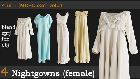 4 Nightgowns(female)[fbx+obj+zprj+blend]vol04