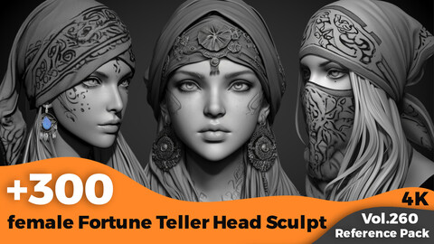 +300 Female Fortune Teller Head Sculpt(4k)