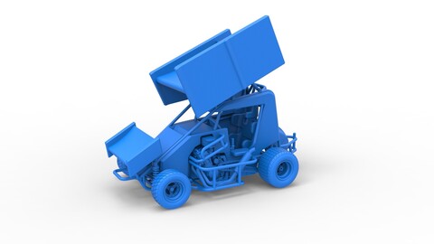 3D printable Diecast Winged 600 Micro sprint car Scale 1:25