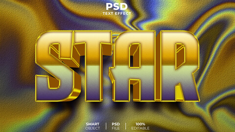 3D Star. PSD fully editable text effect. Layer style PSD mockup template