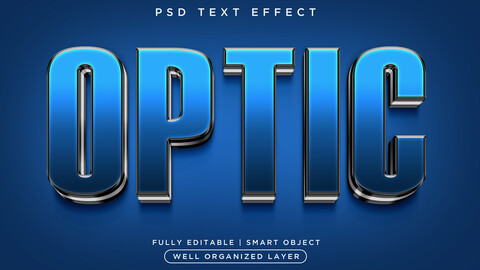 3D Optic. PSD fully editable text effect. Layer style PSD mockup template