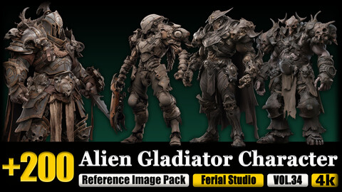 200 Alien Gladiator Character Reference Image Pack v.34 |4K|