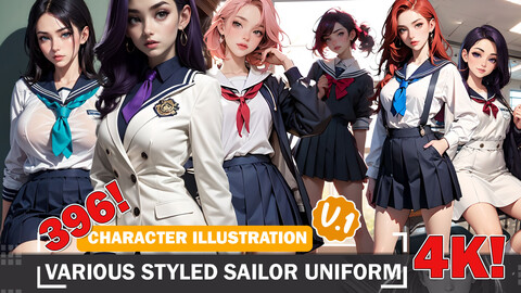 396 Various Styled Sailor Uniforms Diverse Outfit Character Design Reference Art V1 4K