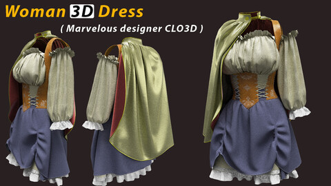 Woman 3D Dress ( ZPRJ + FBX + OBJ )