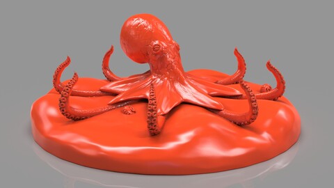 Red Octopus Figurine