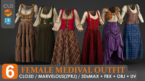 6 MEDIVAL WOMAN'S OUTFIT