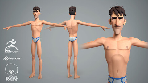 Cartoon male character Jean base mesh