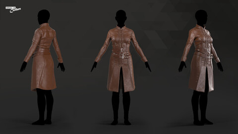 Female Leather Coat – 105 Marvelous Designer and Clo3D