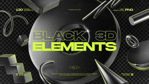 130 Black 3D Elements Collection Vol.1