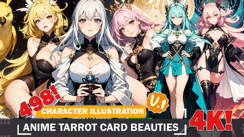 498 Anime Tarot Card Beauties Diverse Outfit Character Design Reference Art V1 4K