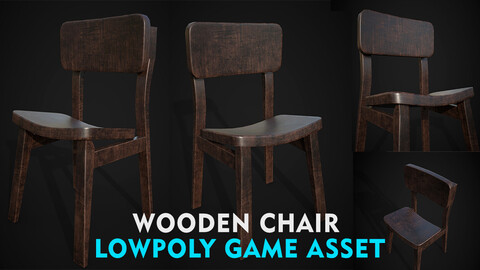 Wooden Chair Lowpoly Game Asset