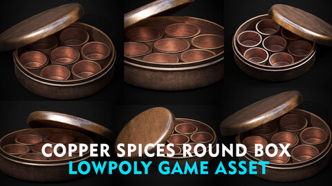 copper spices round box lowpoly game asset