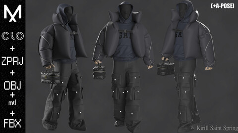 New Swag Outfit Marvelous designer/Clo3d OBJ mtl FBX ZPRJ+A-POSE