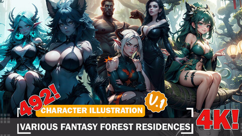 492 Various Fantasy Forest Residences Diverse Outfit Character Design Reference Art V1 4K