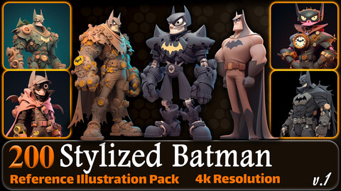 200 Stylized Batman Reference Pack | 4K | v.1