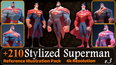 210 Stylized Superman Reference Pack | 4K | v.3