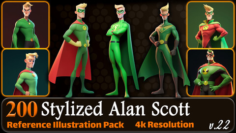 200 Stylized Alan Scott Reference Pack | 4K | v.22