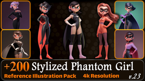 200 Stylized Phantom Girl Reference Pack | 4K | v.23