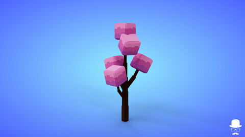 Voxel Tree 5.4 Model - 3D Lowpoly Game Asset