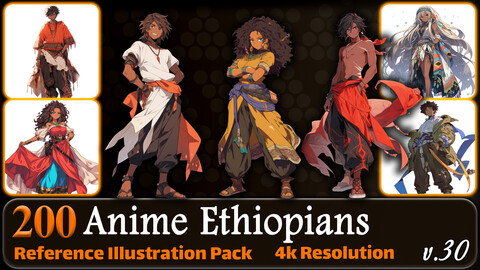 200 Anime Ethiopians (Full Body) Reference Pack | 4K | v.30