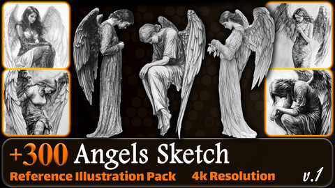 300 Angels Sketch Reference Pack | 4K | v.1