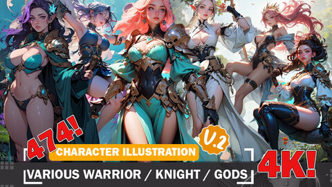 474 Fantasy Warrior Knights and Gods Beauties |Character Reference and Designs Reference Art V3 4K