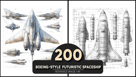 Boeing-style  Futuristic Spaceship 4K Reference/Concept Images