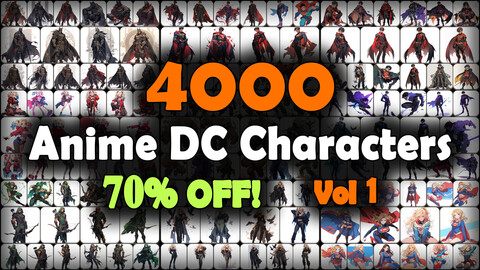 4000 Anime DC Characters (Full Body) Reference Pack | MEGA Bundle | 4K | v.1