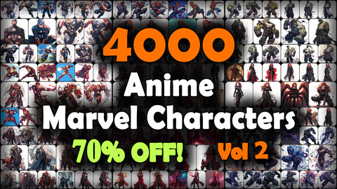 4000 Anime Marvel Characters (Full Body) Reference Pack | MEGA Bundle | 4K | v.2