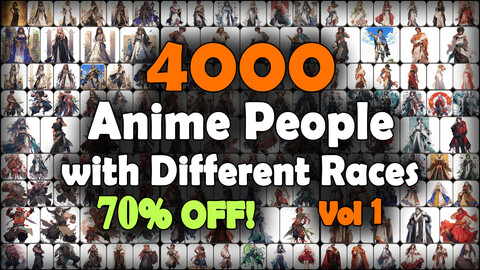 4000 Anime People with Different Races (Full Body) Reference Pack | MEGA Bundle | 4K | v.1