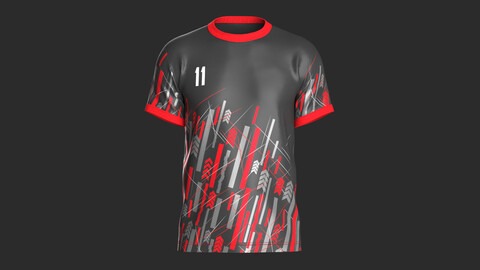 Soccer Red Print Jersey Player-11