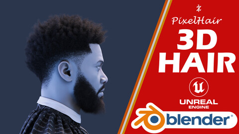 PixelHair Hairstyle - Afro 015 (Hair for blender/ unreal engine / metahuman) Afro hair | Kinky hair | 4c Hair | African / African American Hair