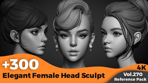 +300 Elegant Female Head Sculpt(4k)