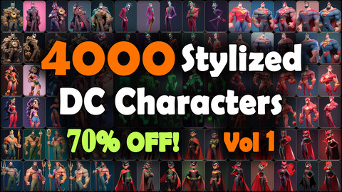 4000 Stylized DC Character Reference Pack | MEGA Bundle | 4K | v.1