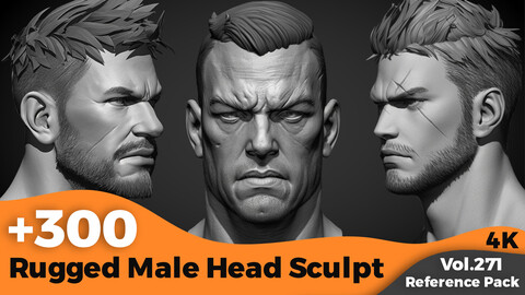 +300 Rugged Male Head Sculpt Reference Images(4k)