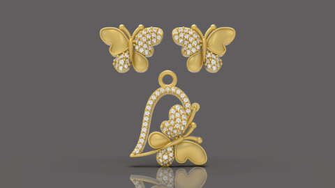 Diamond Butterfly Pendant - 0032