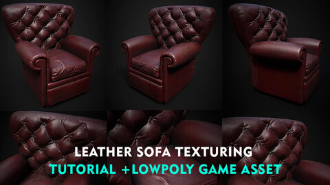 LEATHER SOFA TEXTURING TUTORIAL+GAME ASSET