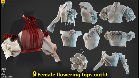 9 female flower top/blouses outfit (OBJ-FBX-ZPRJ)