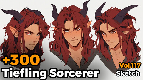 +300 Tiefling Sorcerer Sketch Reference(4k)